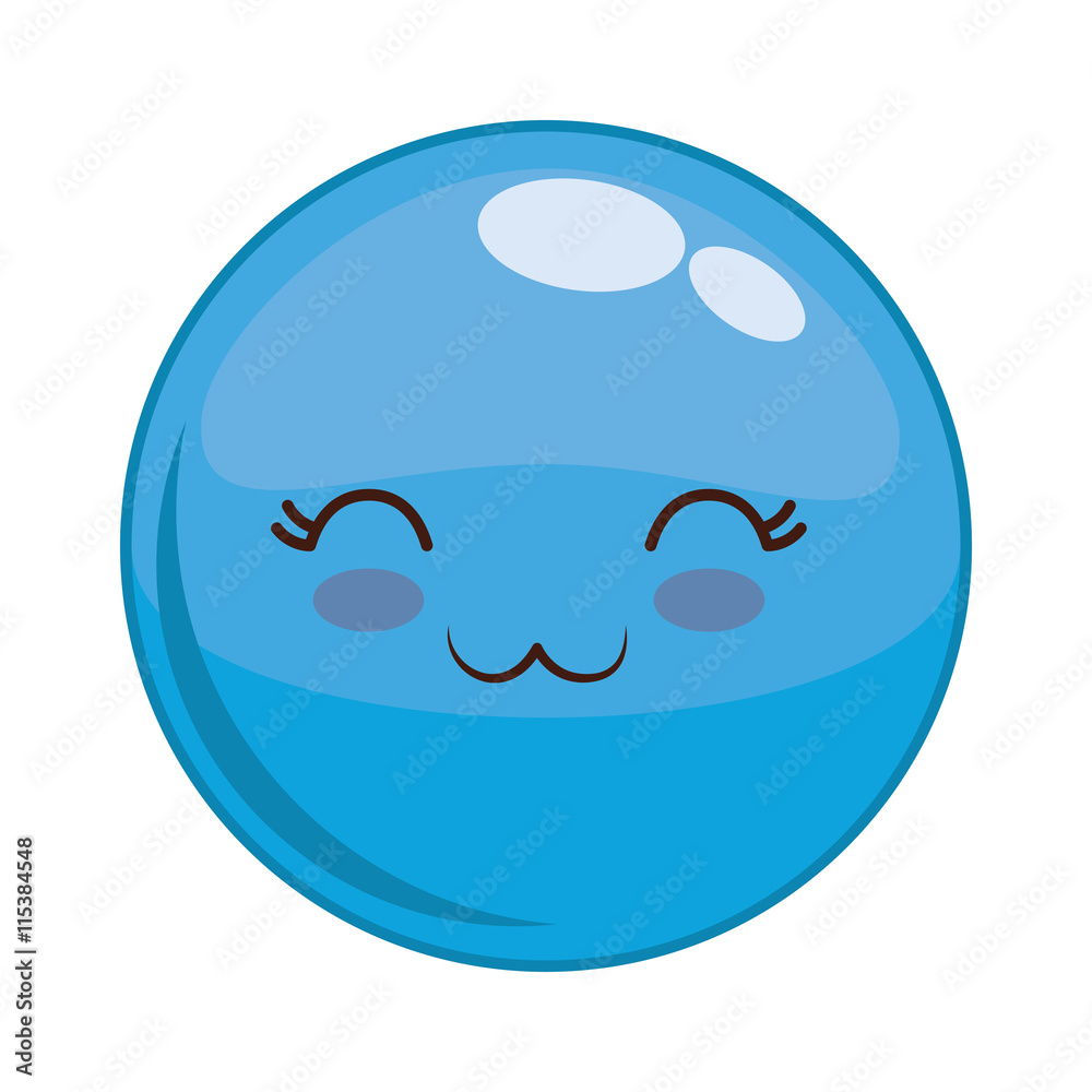 Cartoon design represented by kawaii expression face icon. Colorfull and isolated illustration. Blue sphere Cartoon design represented by kawaii expression face icon. Colorfull and isolated illustration. Blue sphere