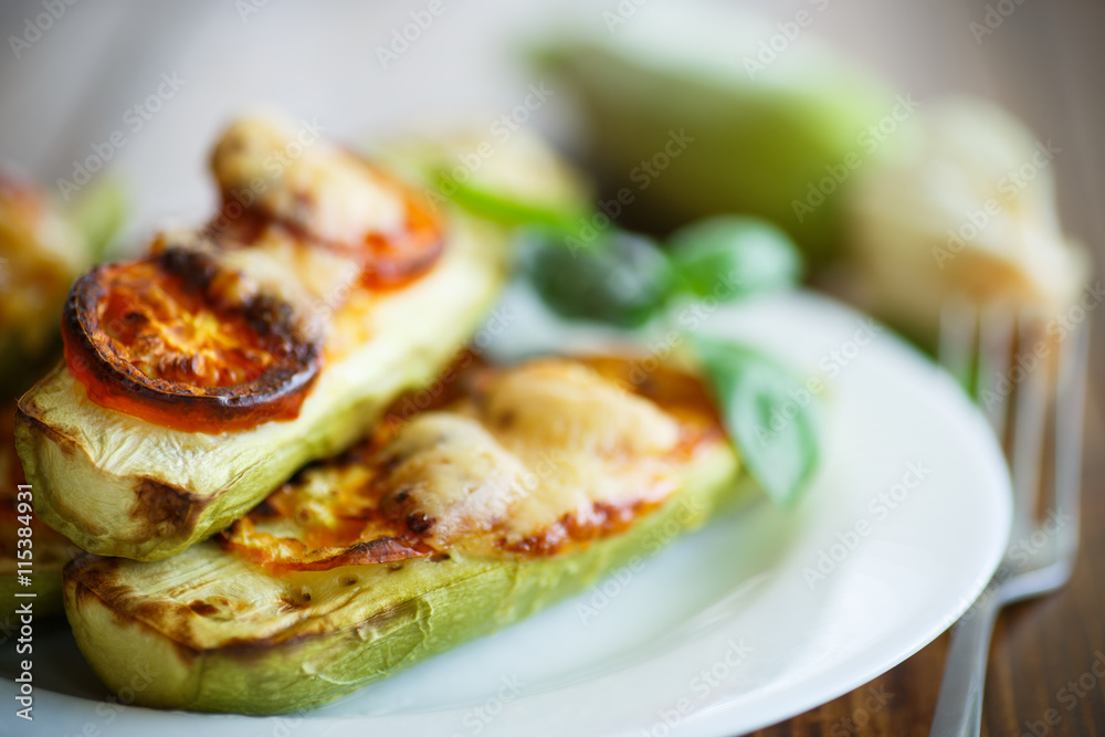 zucchini baked with tomatoes and cheese