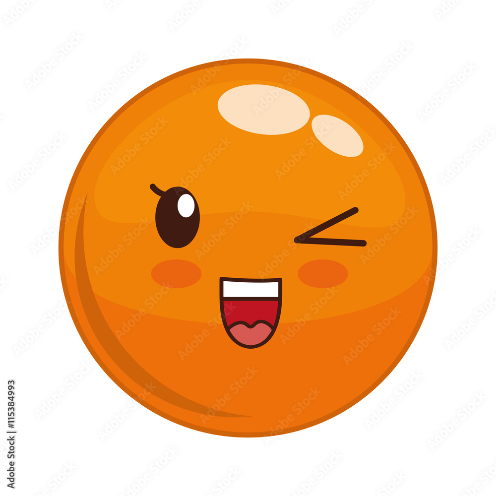 Fototapeta premium Cartoon design represented by kawaii expression face icon. Colorfull and isolated illustration. Orange sphere