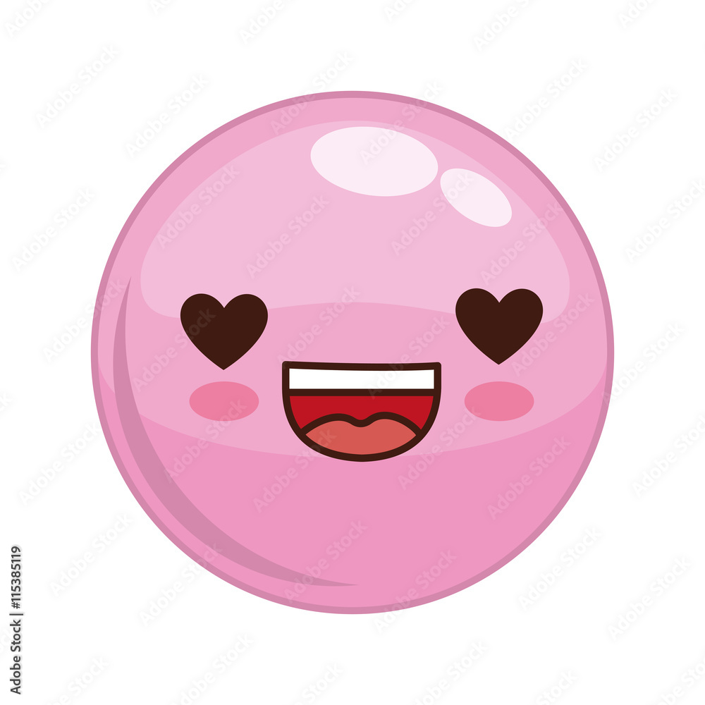 Cartoon design represented by kawaii expression face icon. Colorfull and isolated illustration. Pink sphere