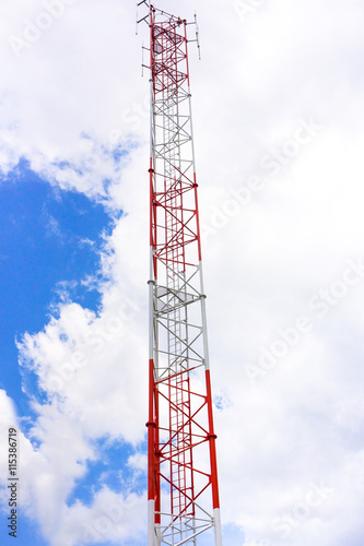 Telecommunication tower and antenna against the sky