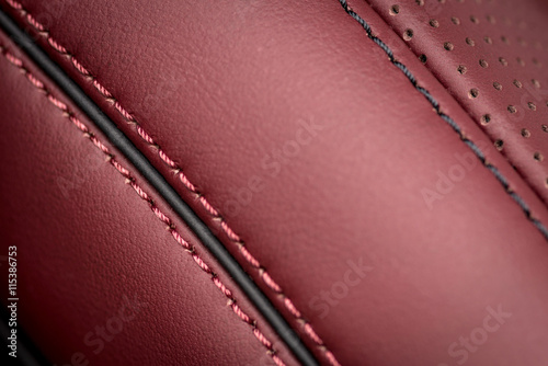 Car leather background with stitch. Interior detail.