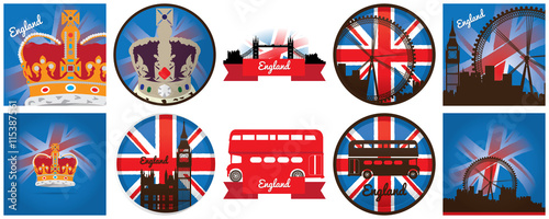Set of england, vector illustration