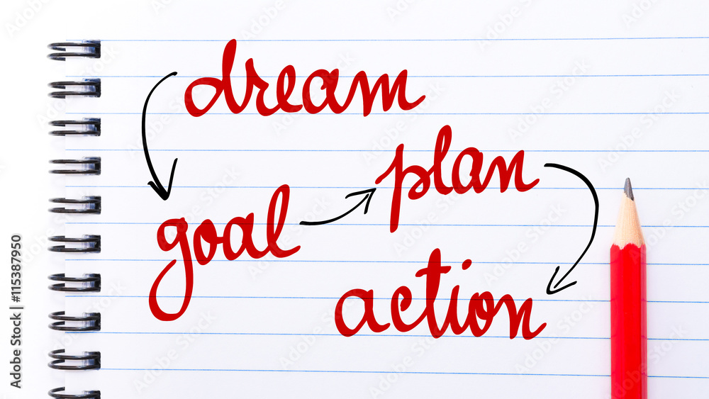 Dream Goal Plan Action written on notebook page Dream Goal Plan Action written on notebook page