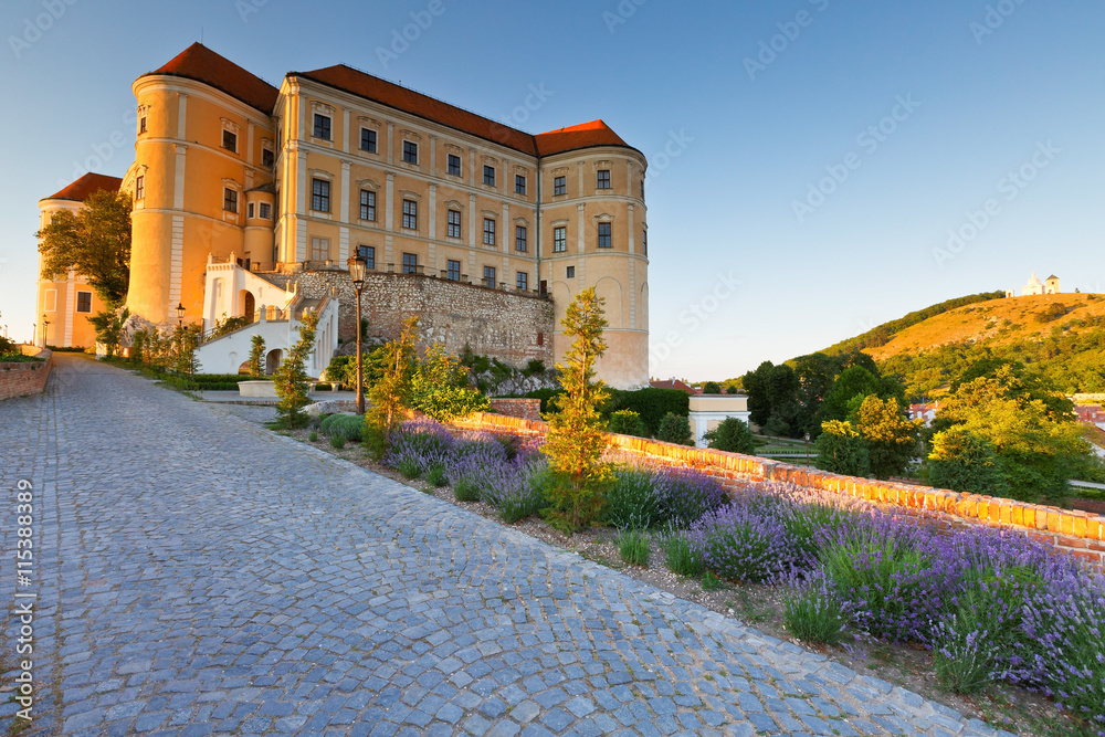 Palace in the historic town of Mikulov in Moravia, Czech Republic.