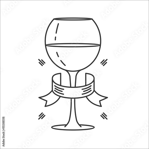 Glass of wine. Vector icon. Isolated on white background.