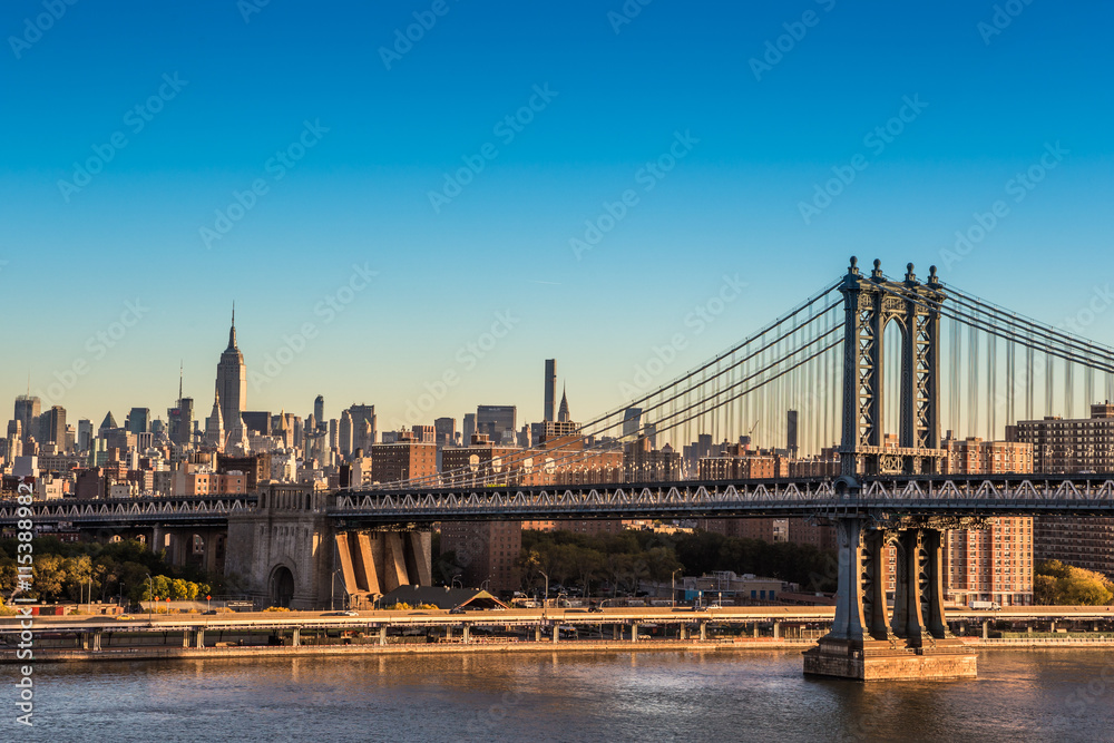 Manhattan Bridge in New York City over East River 