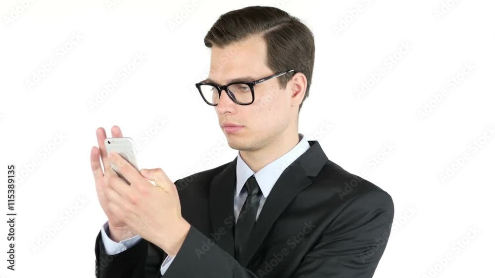 business man or successful working on smart phone , internet browsing , portrait