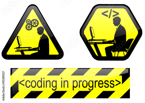 coding in progress signs - vector