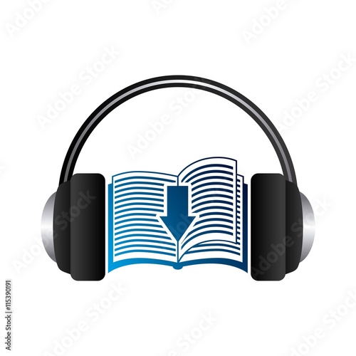 Book and Headphone icon. Audiobooks design. Vector graphic