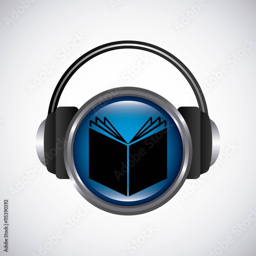 Book and Headphone icon. Audiobooks design. Vector graphic