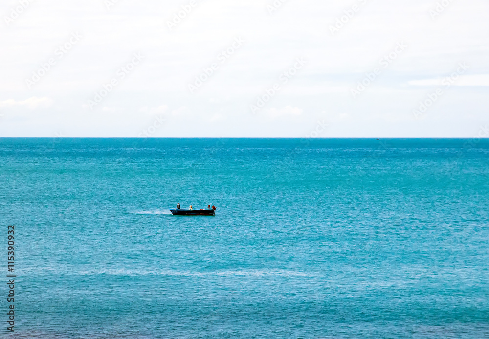 one boat in the sea near West Island in Sanya city, Hainan province, China
