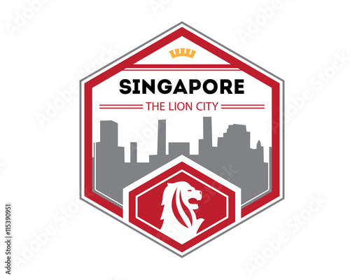 Modern Country & City Badge - Singapore