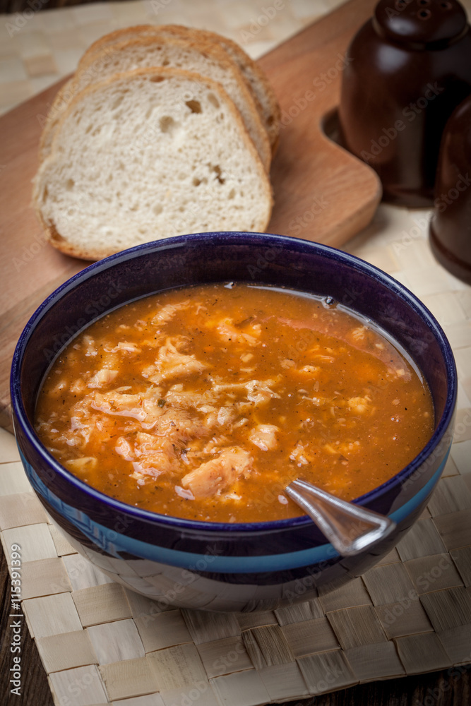 Traditional polish tripe soup with vegetables. Traditional polish tripe soup with vegetables.