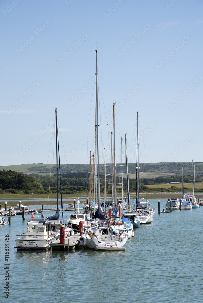 THE RIVER YAR AT YARMOUTH ISLE OF WIGHT UK - JULY 2016 - Boats on the Western Yar a scenic location on the Isle of Wight.