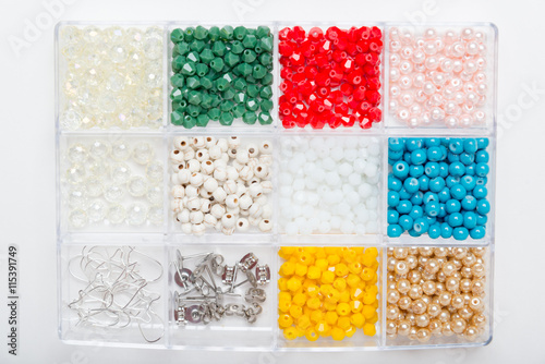 organized beads in a box