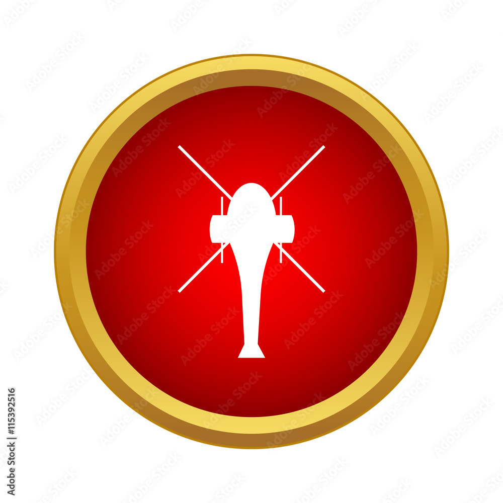 Helicopter icon in simple style in red circle. Fly symbol Helicopter icon in simple style in red circle. Fly symbol