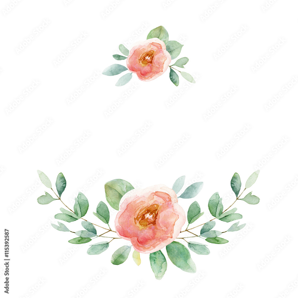 Floral composition with rose and leaves