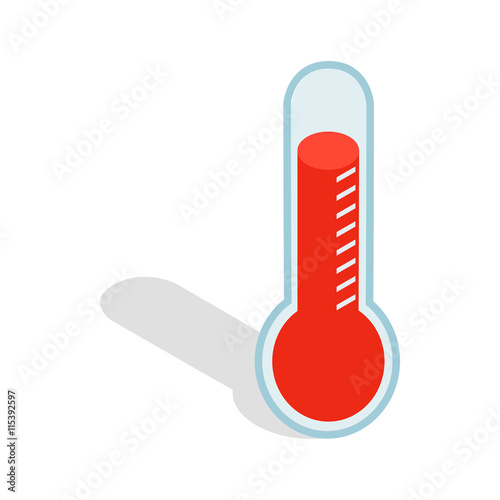 Thermometer icon in isometric 3d style isolated on white background. Temperature measurement symbol