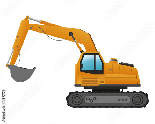 flat design backhoe machine icon vector illustration