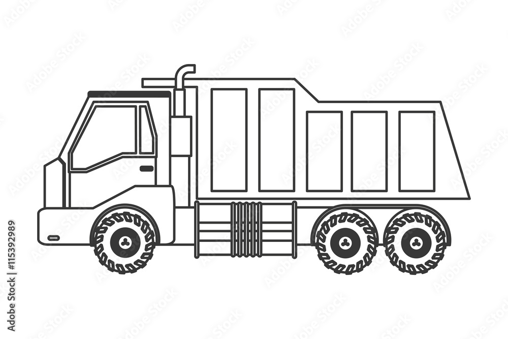 flat design industrial cargo truck icon vector illustration