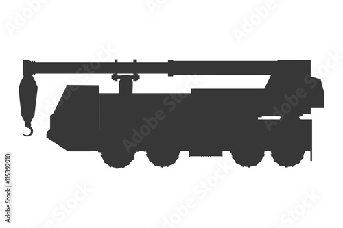 flat design truck crane icon vector illustration