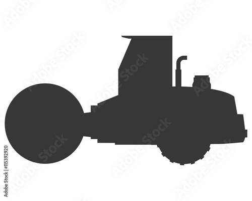 flat design steamroller machine icon vector illustration