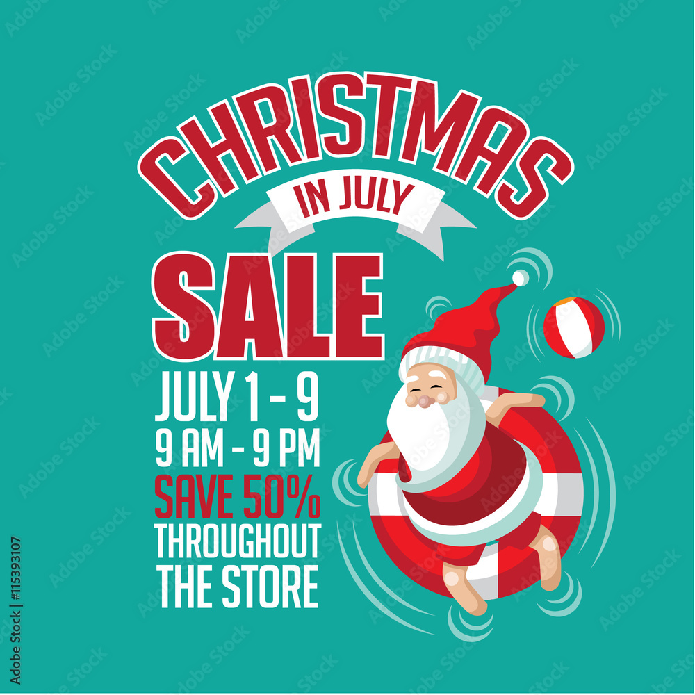 Christmas in July Sale ad template. EPS 10 vector. Christmas in July Sale ad template. EPS 10 vector.