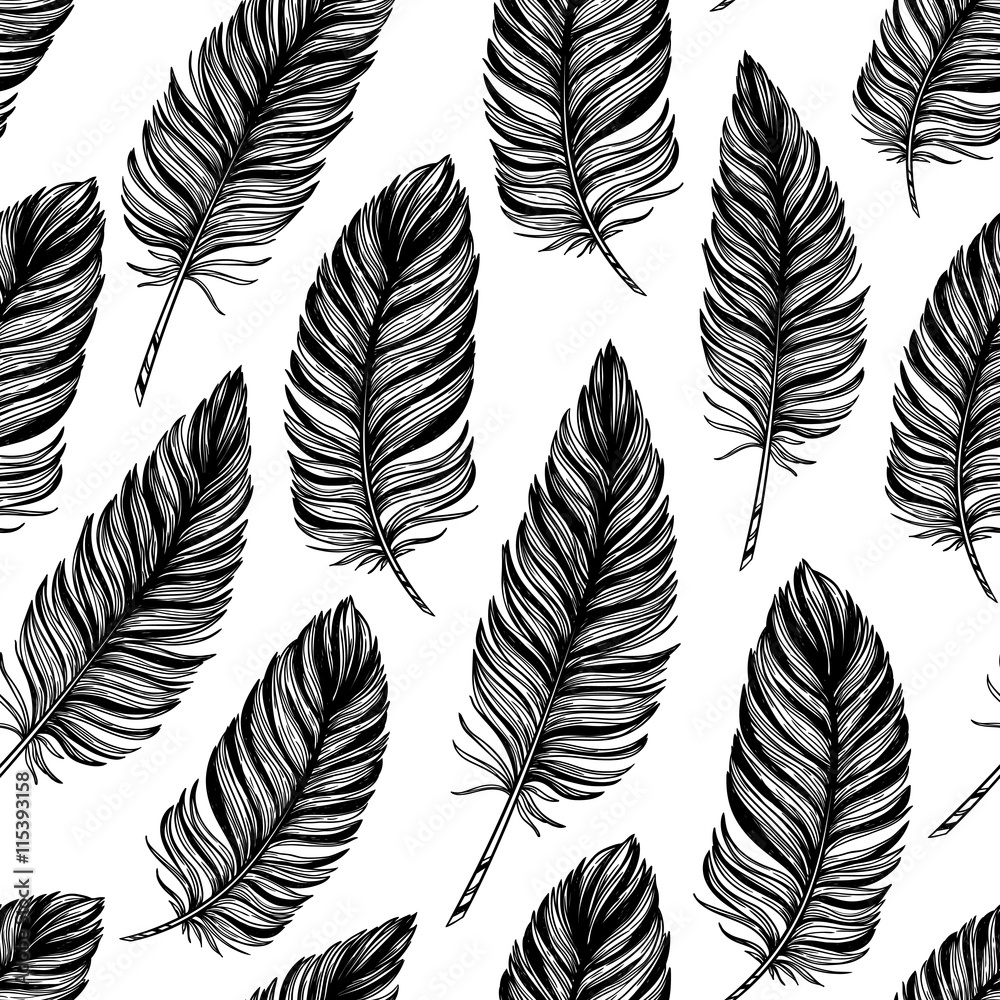 Obraz premium Seamless pattern. Hand drawn vector vintage illustration 