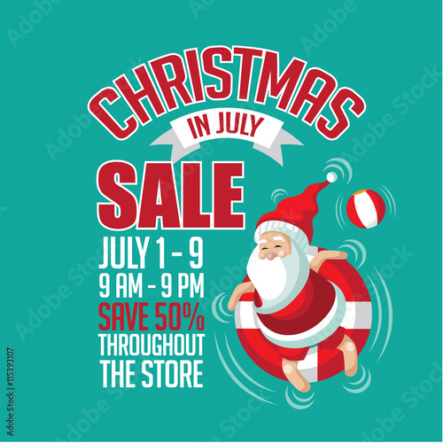 Christmas in July Sale ad template. EPS 10 vector.