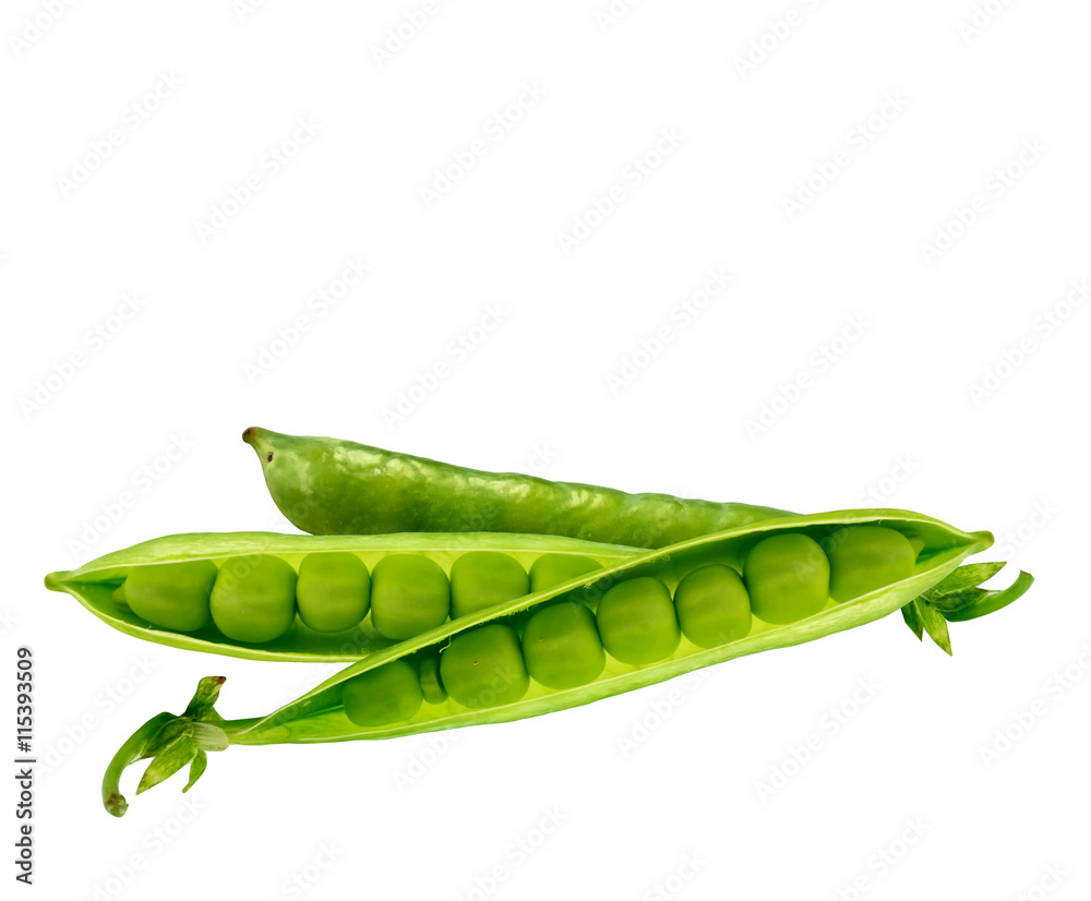 Green pea pod isolated on white background Green pea pod isolated on white background