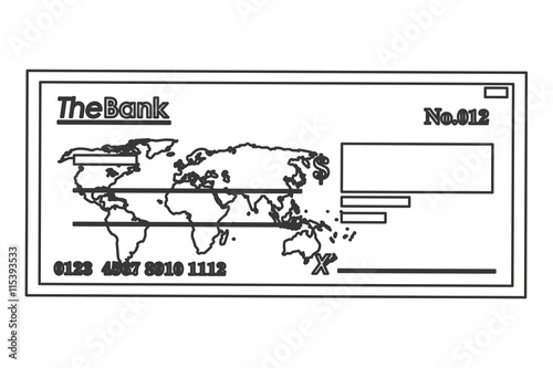 flat design bank check icon vector illustration line design