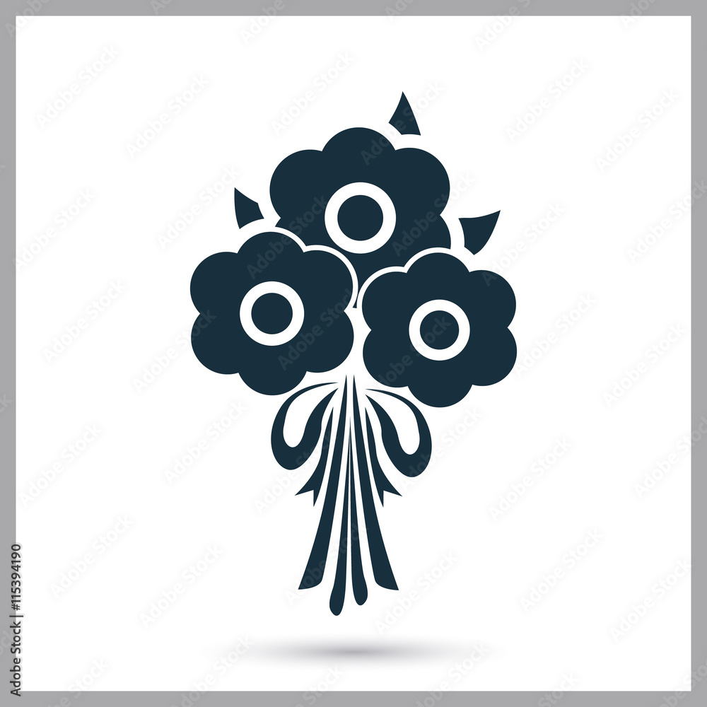 Fototapeta premium Flower bouquet icon on the background