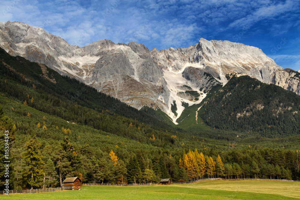 Mieminger Plateau, Mountains in autumn, Tyrol, Austria.