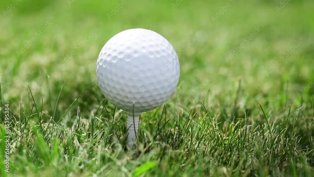 Apply is a blow to the golf ball on the grass. Apply is a blow to the golf ball on the grass.