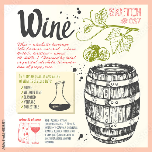 Food sketchbook with sketch of wine cask.