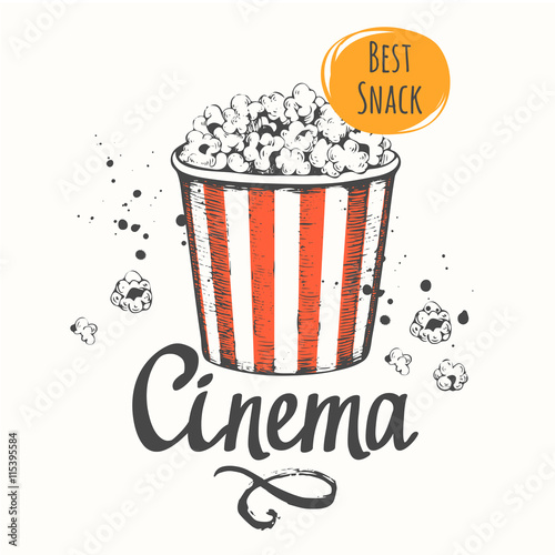 Vector illustration with sketch popcorn bucket.