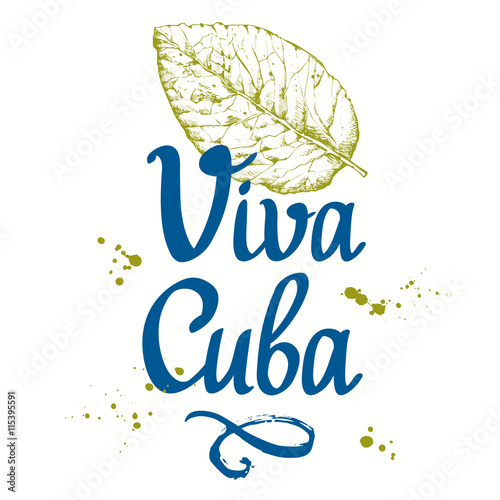 Vector illustration with tobacco pipe. Viva Cuba.