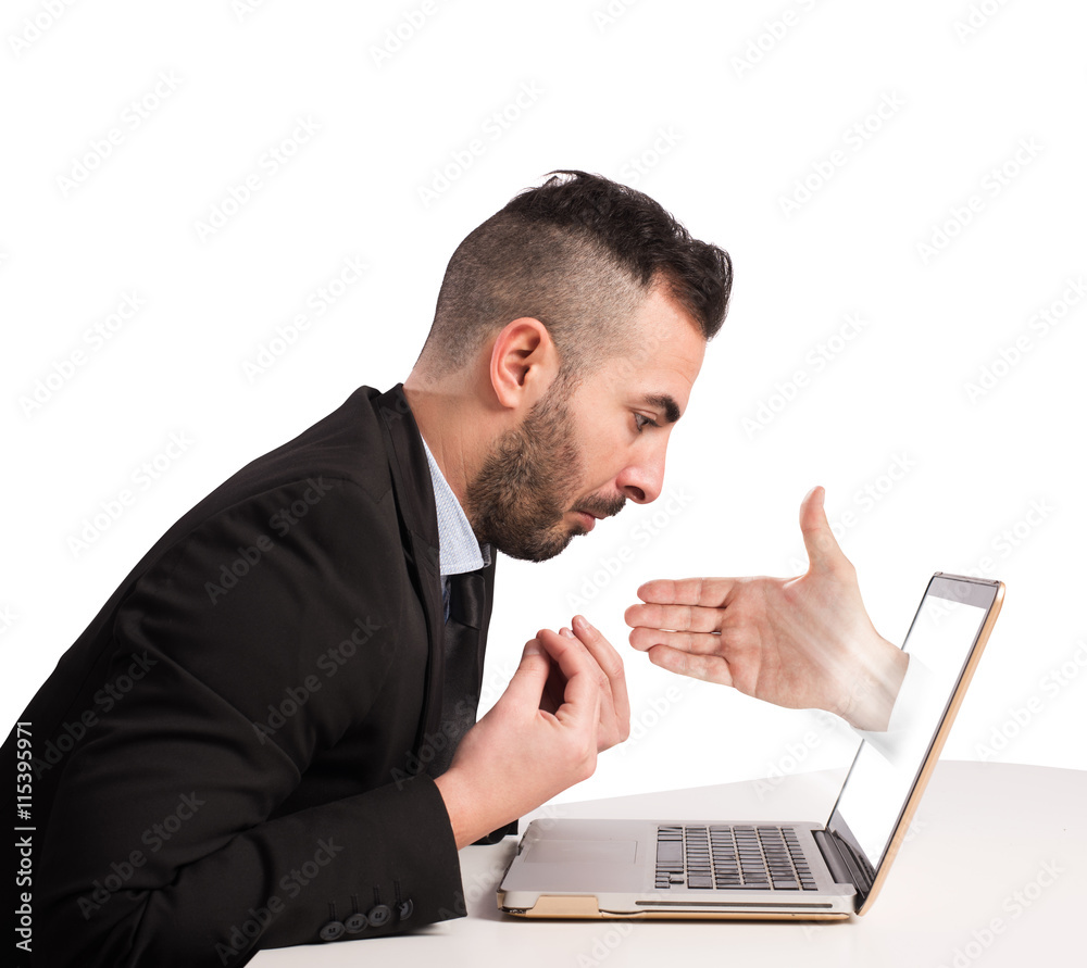 Diffident man on web Diffident man on web