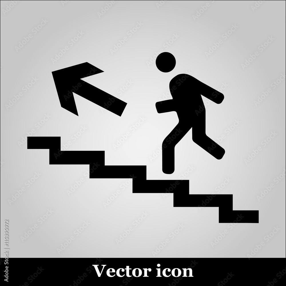 Vector of man on stairs icon on grey background Vector of man on stairs icon on grey background