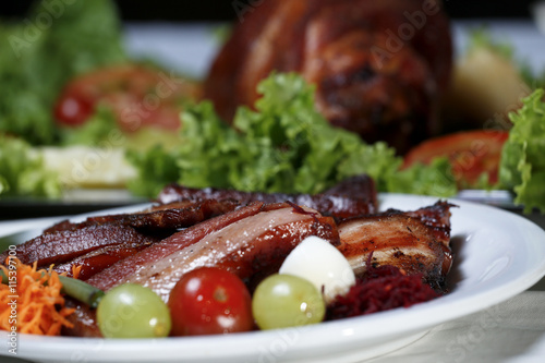 Bacon portion prepared to serve