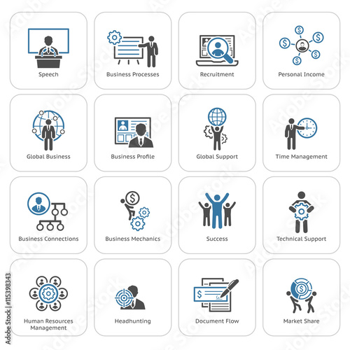 Flat Design Business Icons Set.