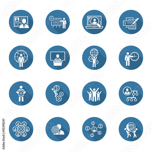 Flat Design Business Icons Set.