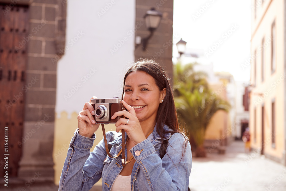 Long haired brunette looking at camera Long haired brunette looking at camera