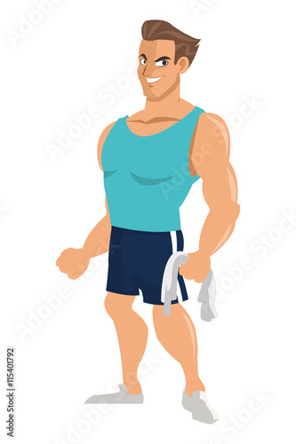 flat design man with fitness outfit icon vector illustration