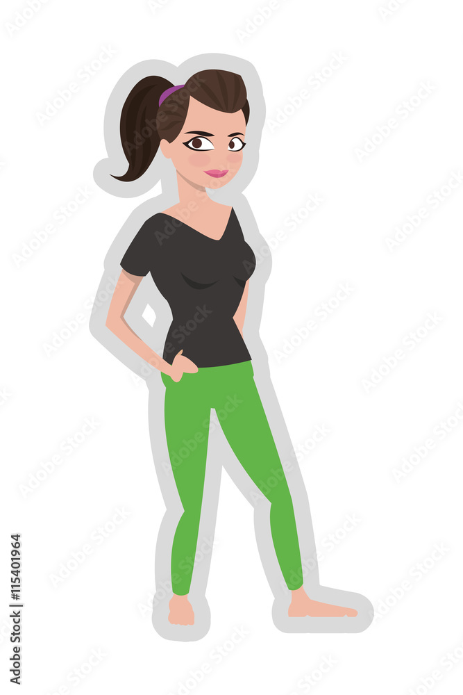 flat design brown hair woman with fitness outfit icon vector illustration flat design brown hair woman with fitness outfit icon vector illustration
