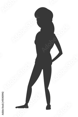 flat design woman with fitness outfit icon vector illustration silhouette