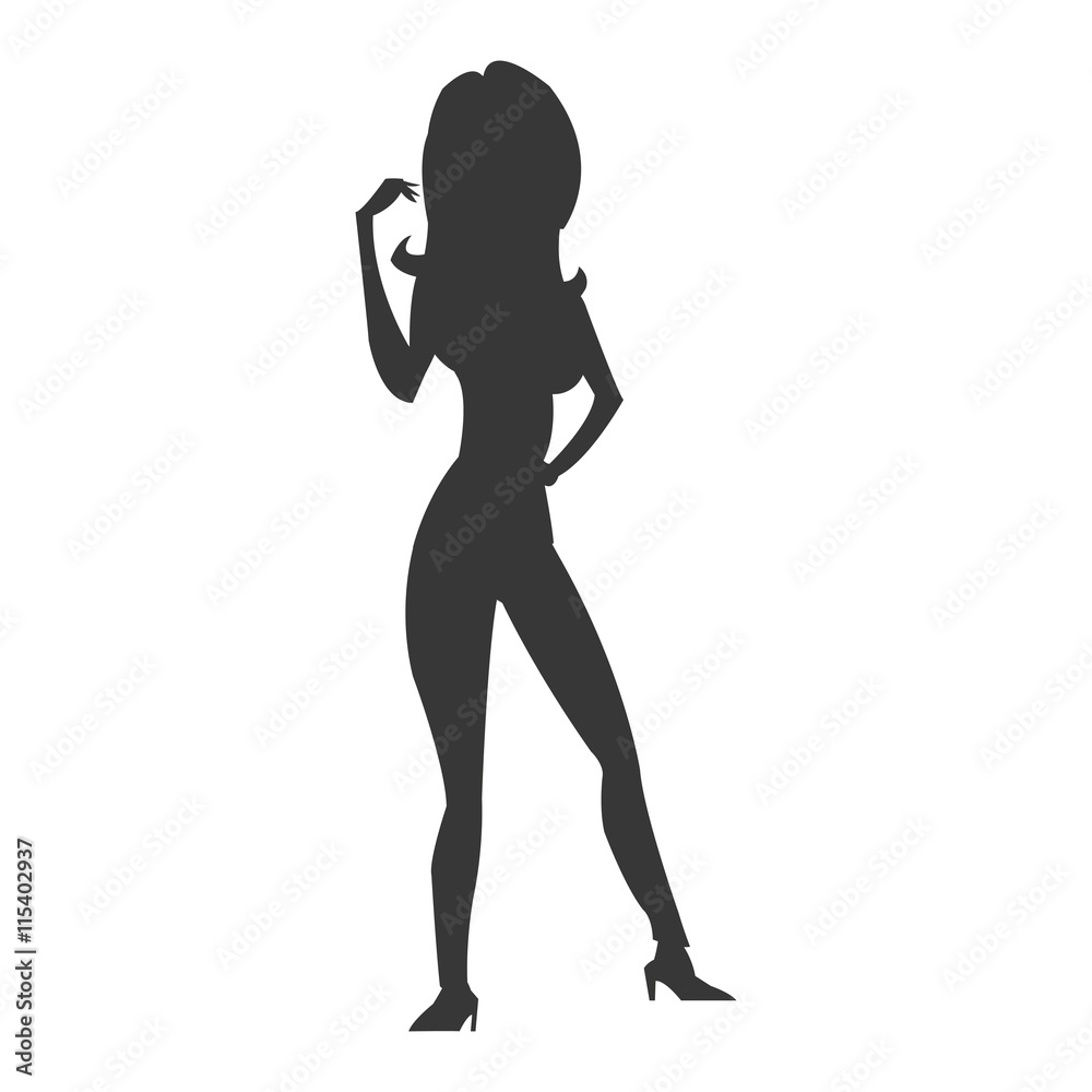 flat design lean woman icon vector illustration
