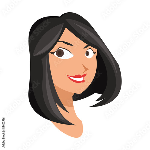 flat design face of woman icon vector illustration