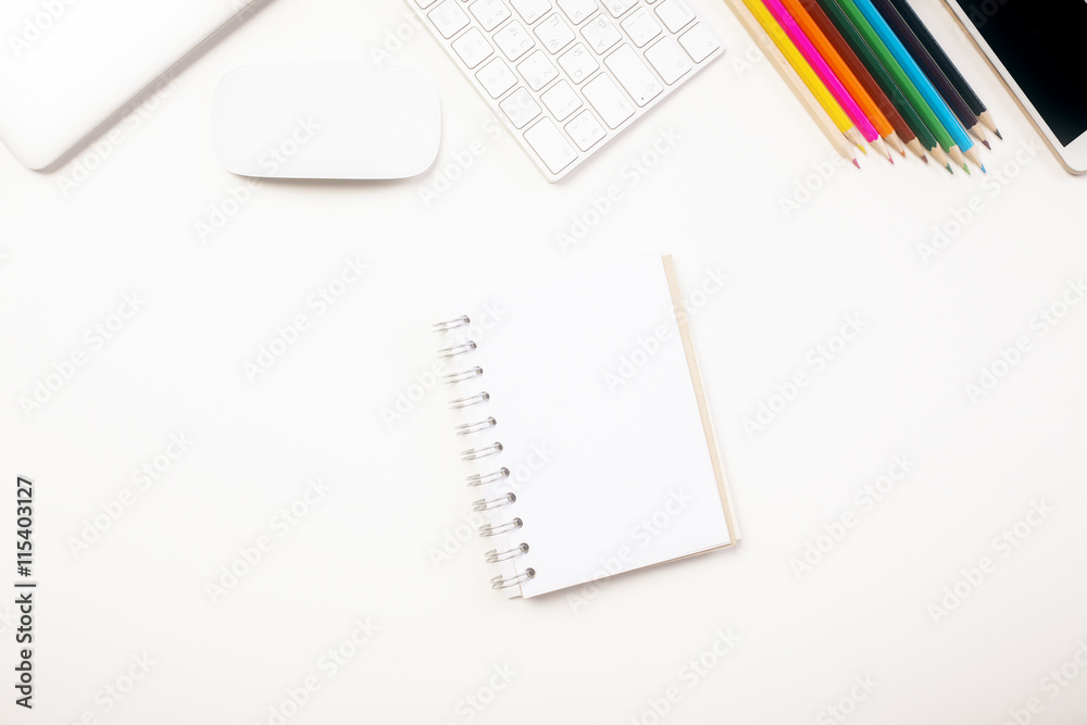 Blank notepad on desk Blank notepad on desk
